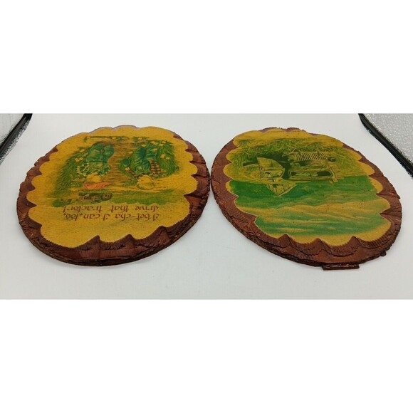 Wintermute Oval Wood Slice Wall Plaque Boys Kids Tractor Truck Farm Country Vtg - Picture 9 of 14